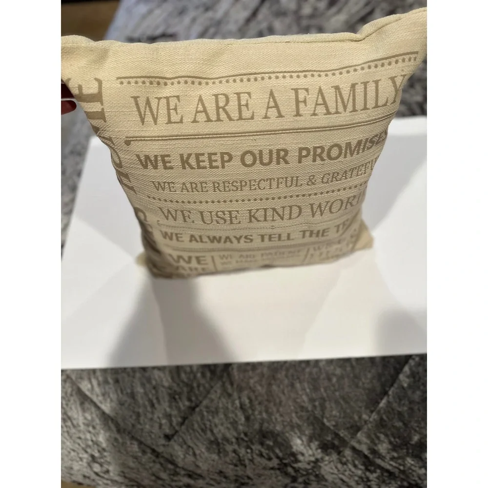 'In This Home Family Rules' Pillow Small Beige Great condition